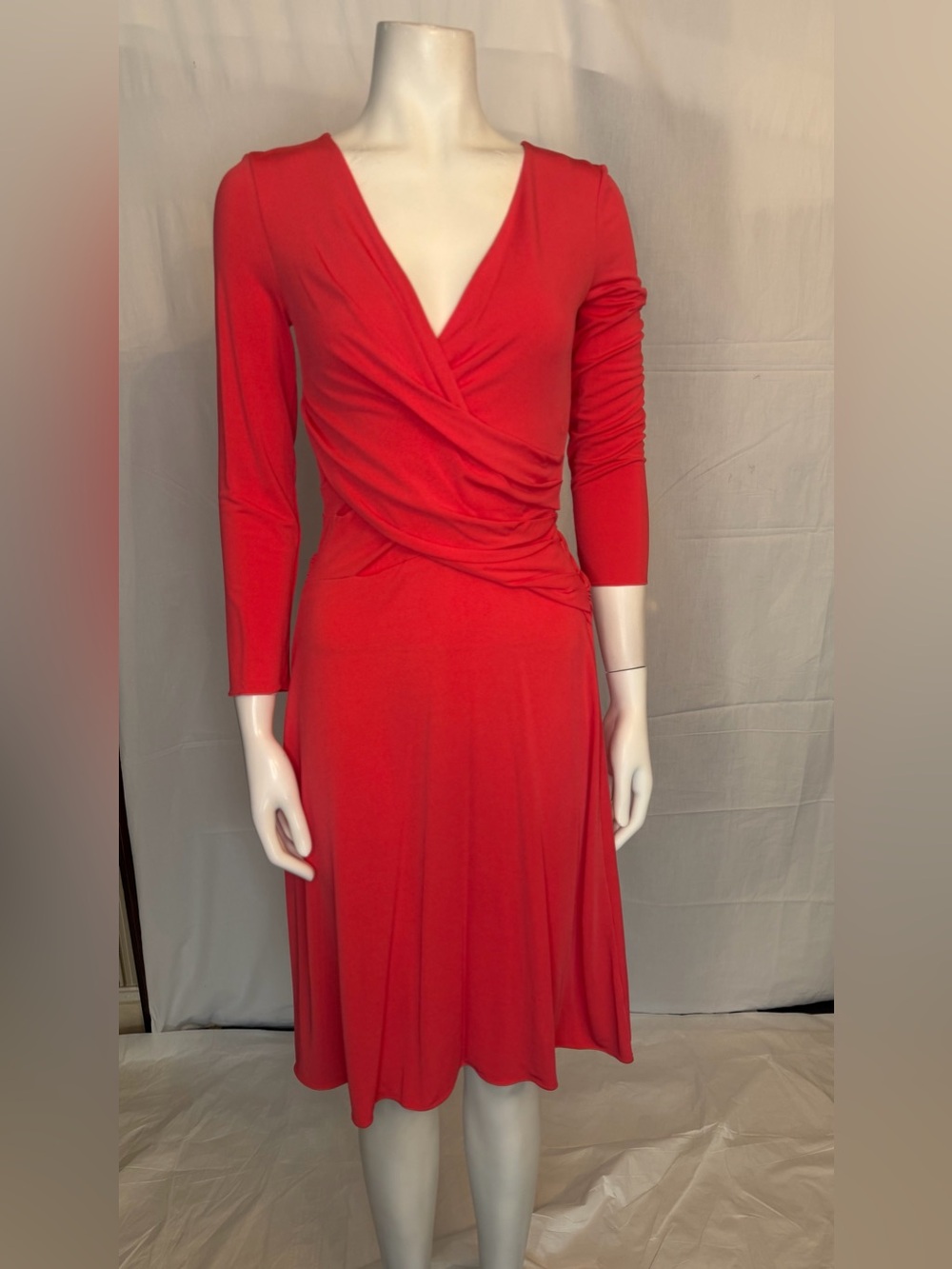 Armani Collezioni Red Wrap-Style Long Sleeve Dress